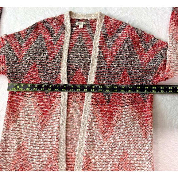 Lucky Brand Aztec‎ print long open Fringe Cardigan Sweater Cozy Medium - Picture 6 of 9